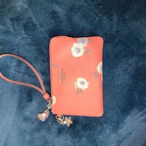 Coach Coral Wristlet with Floral Accents